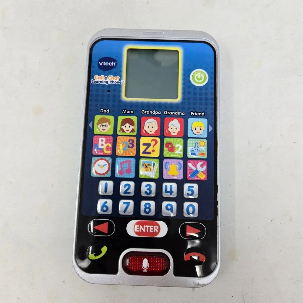 VTech Call & Chat Learning Phone Blue Silver Toddler Educational Toy Tested